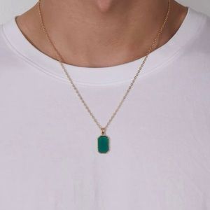 Gold green necklace pendant